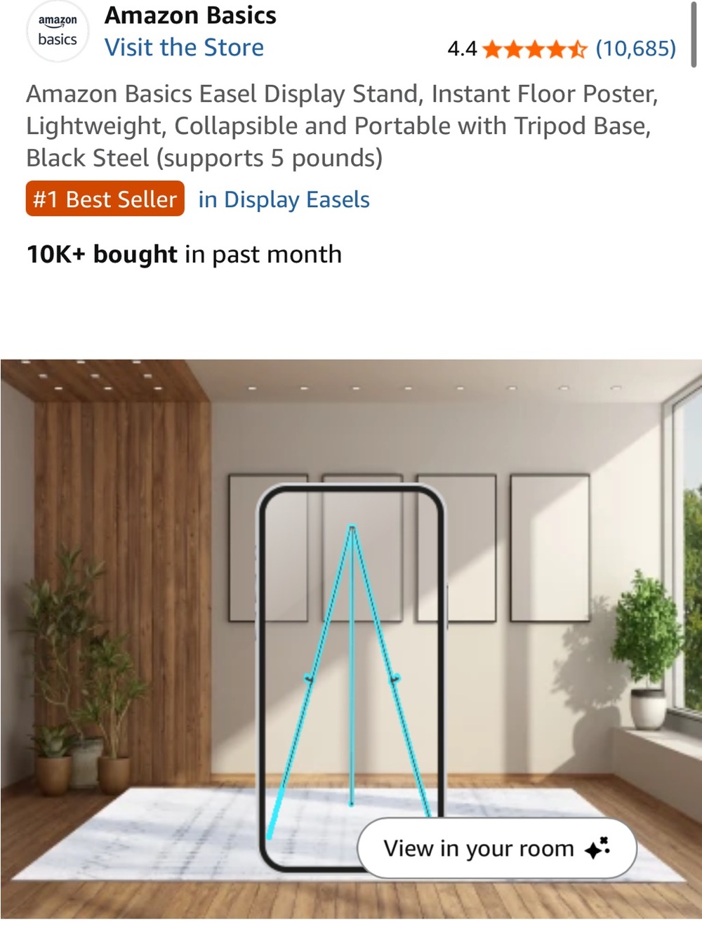 Amazon Black Metal Tripod Display Easel - Picture 4 of 9